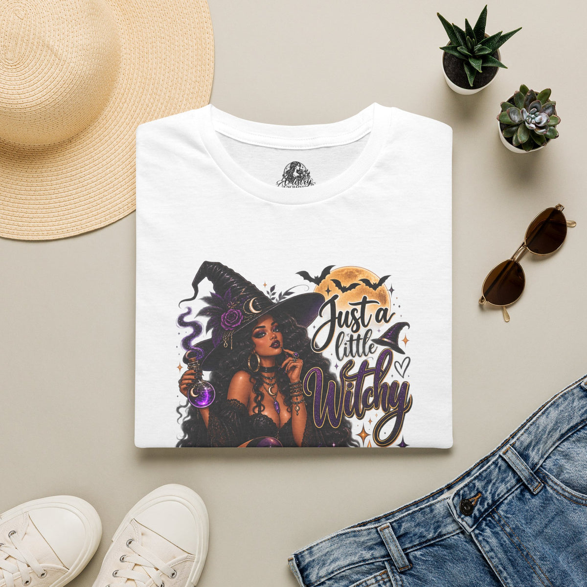 A Little Witchy Halloween | Glam Ghost Design | Unisex Softstyle T-Shirt