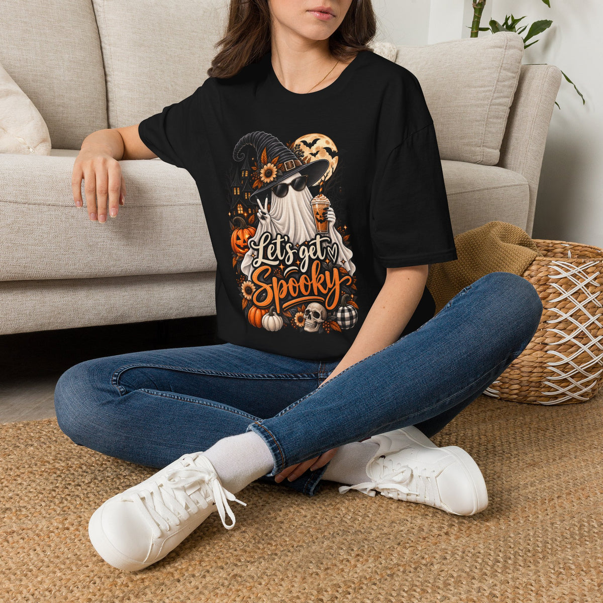 Let's Get Spooky Halloween | Glam Ghost Design | Unisex Softstyle T-Shirt