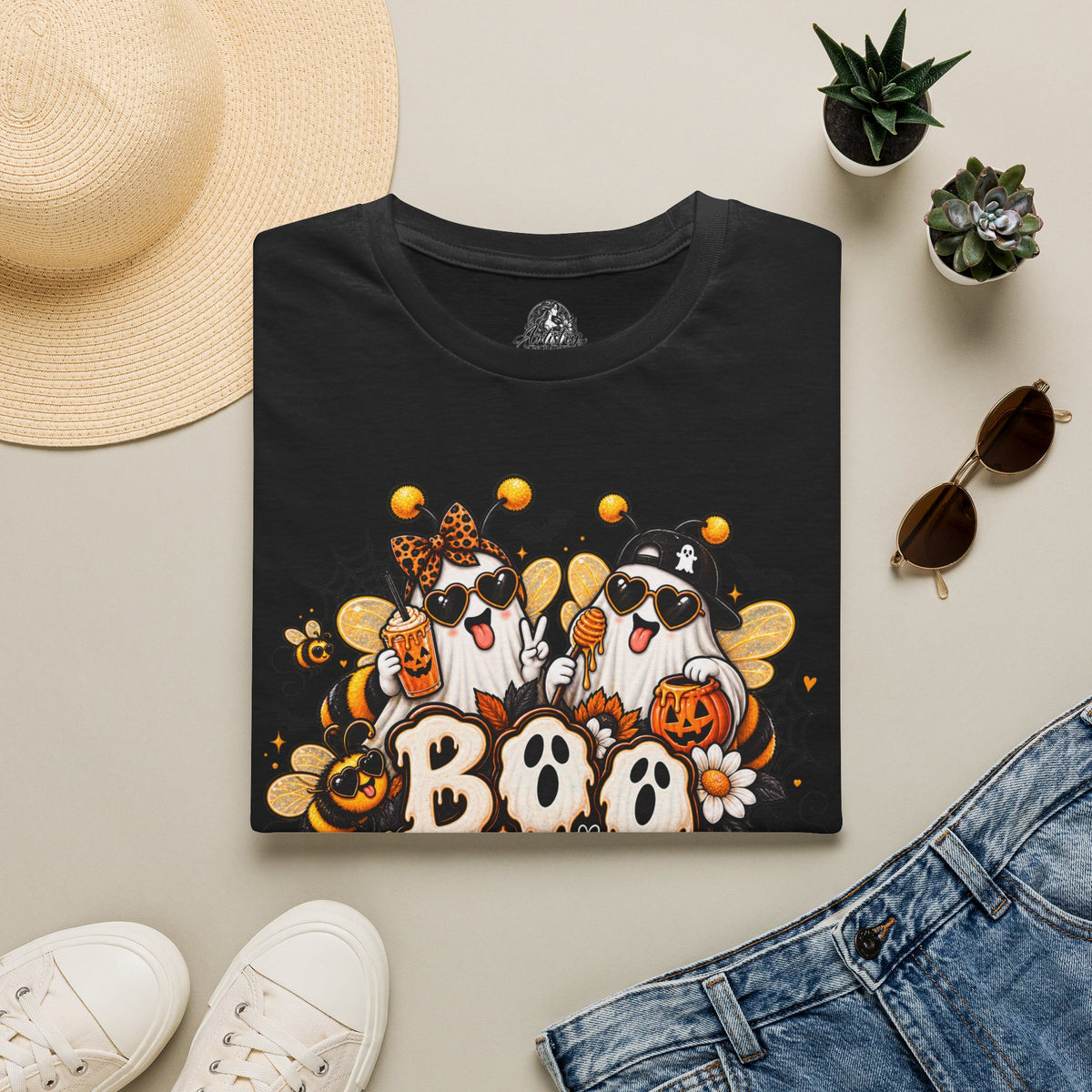 Boo Bees Halloween | Glam Ghost Design | Unisex Softstyle T-Shirt