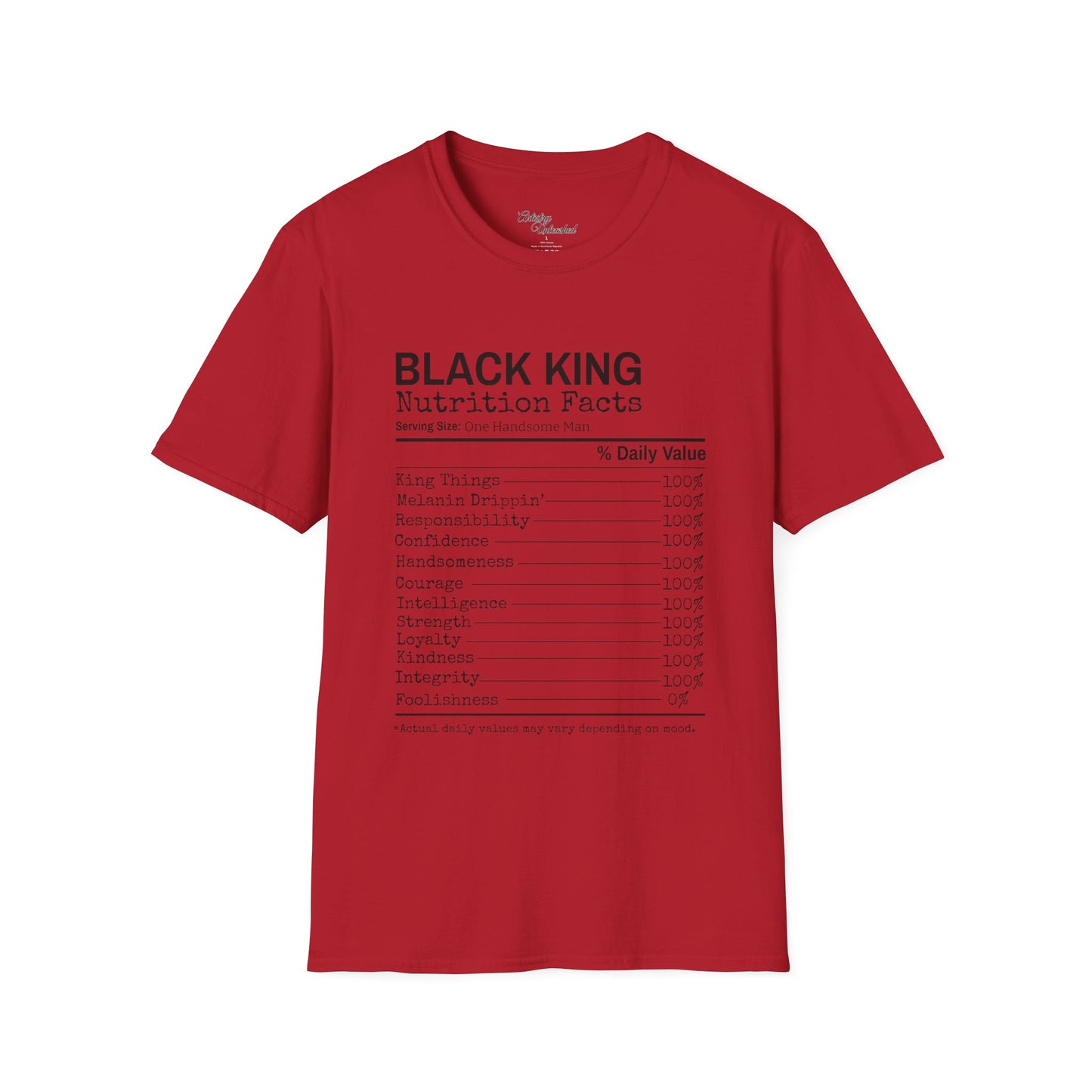 Black King Nutrition Facts Unisex Softstyle T-Shirt