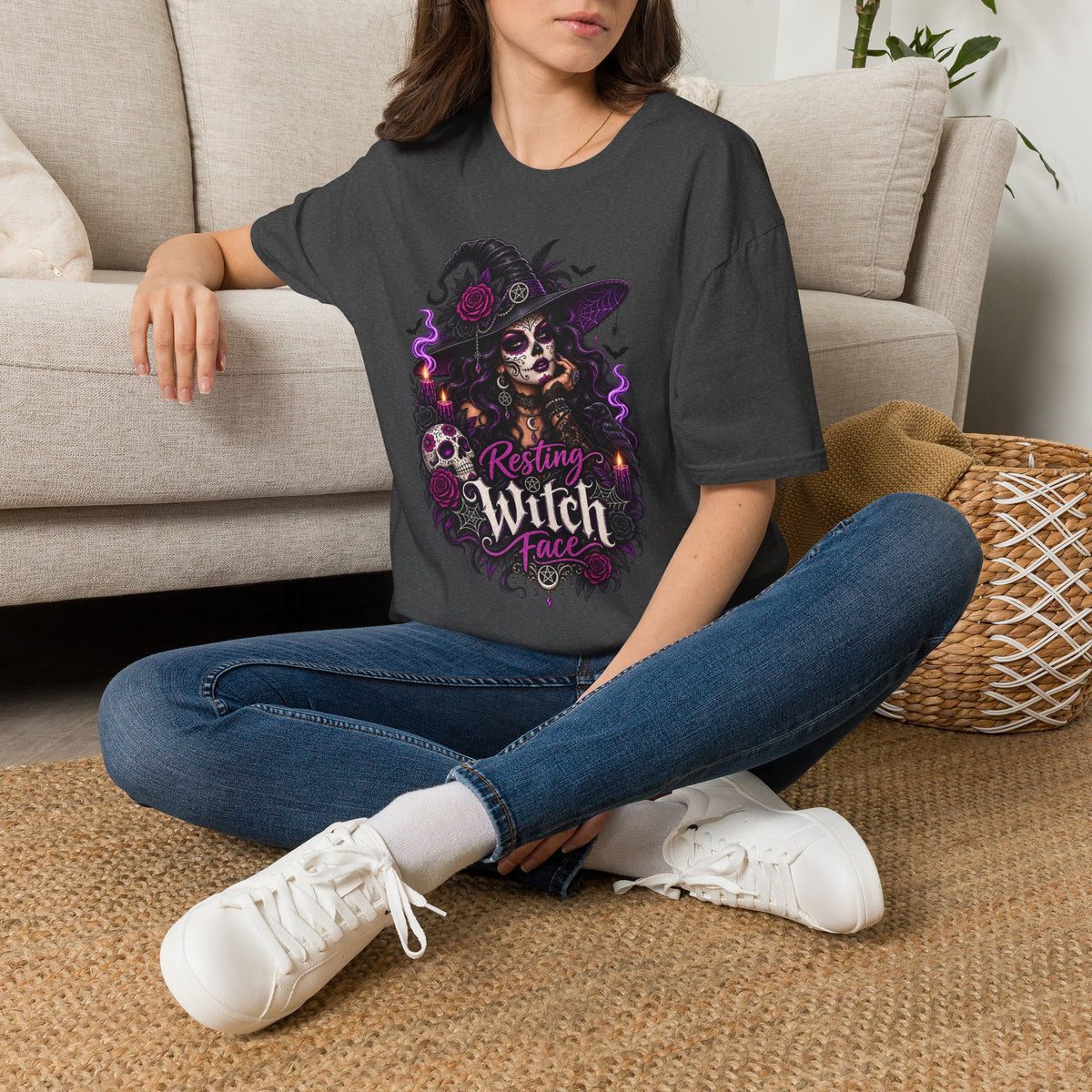 Resting Witch Face Halloween | Glam Ghost Design | Unisex Softstyle T-Shirt