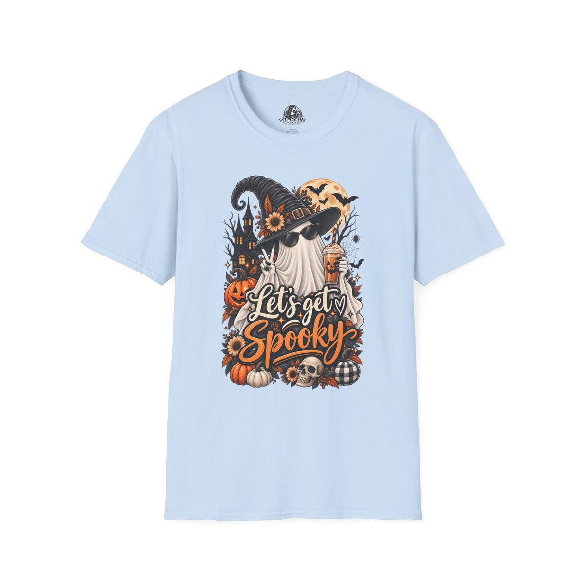 Let's Get Spooky Halloween | Glam Ghost Design | Unisex Softstyle T-Shirt
