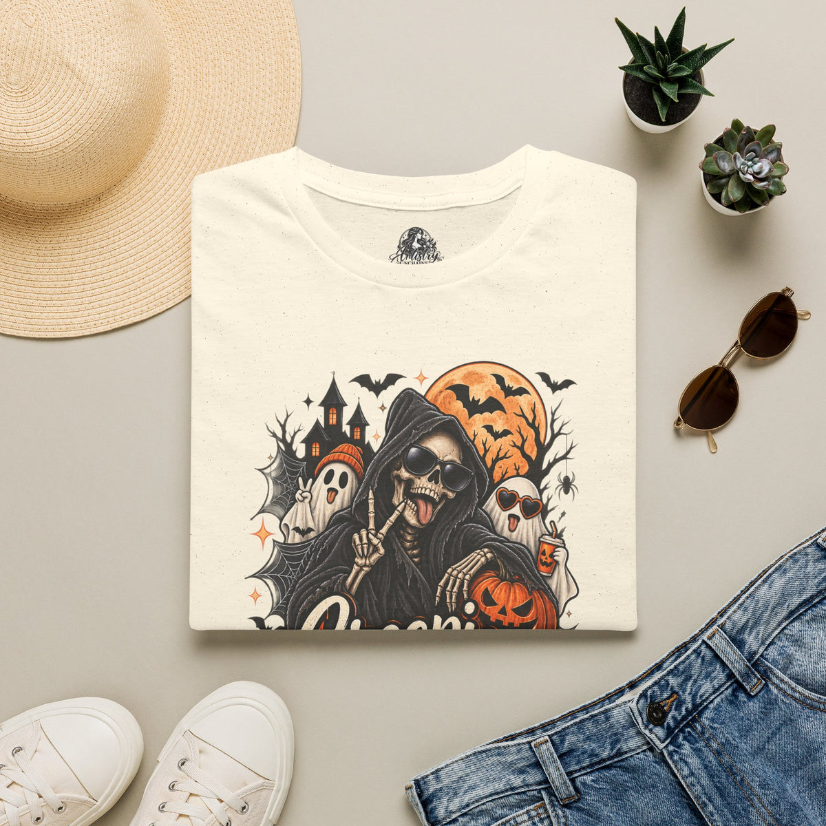Creepin it Real Halloween | Glam Ghost Design | Unisex Softstyle T-Shirt