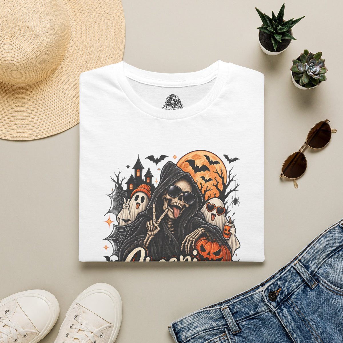 Creepin it Real Halloween | Glam Ghost Design | Unisex Softstyle T-Shirt