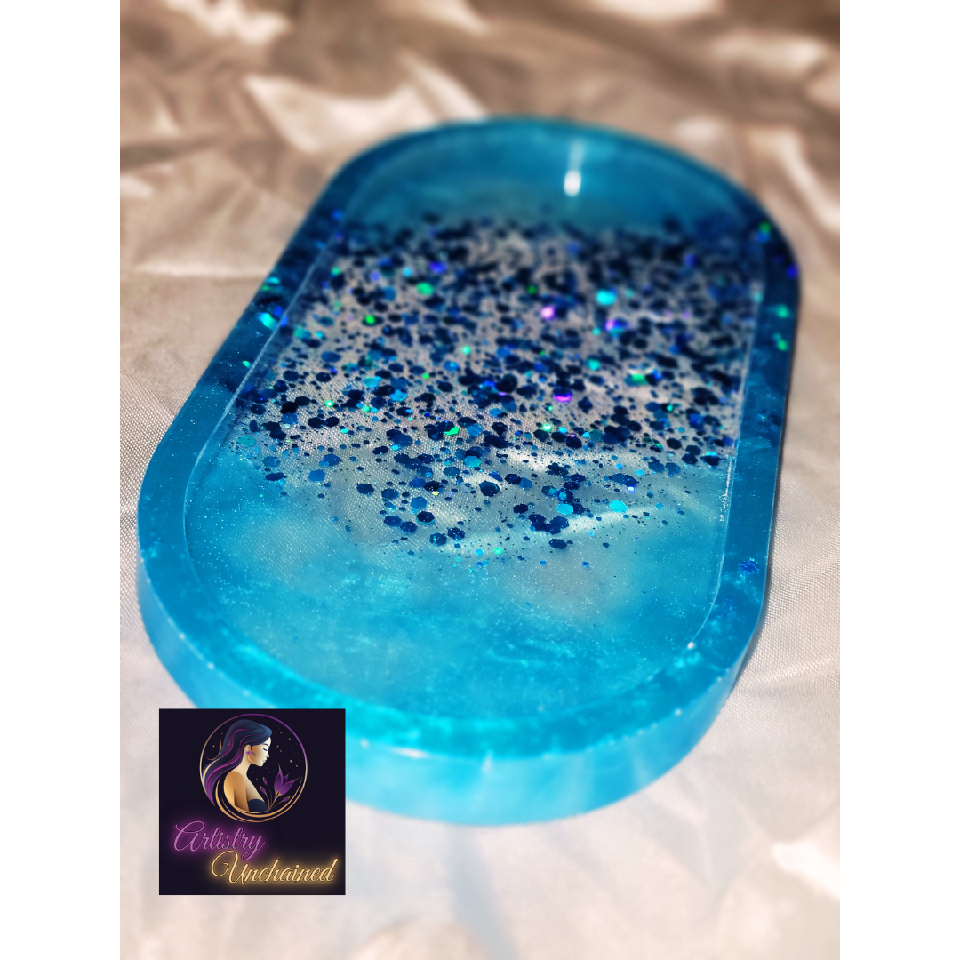 Holographic Blue Trinket Tray Set