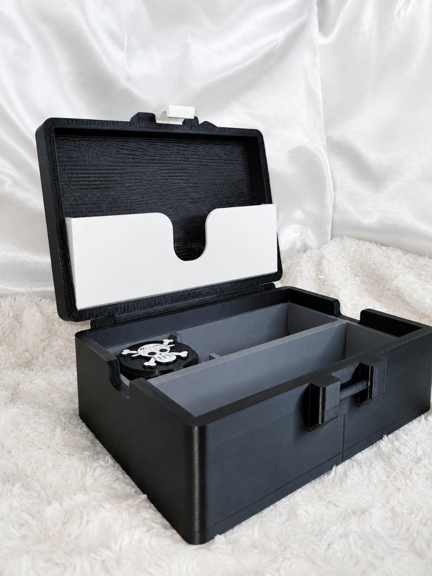 Anime Stash Box with Tray & Jar, 3D Printed Multi Use Storage Box, 7x5 Organizer, One Piece Inspired Gift, Rolling Accessories Box