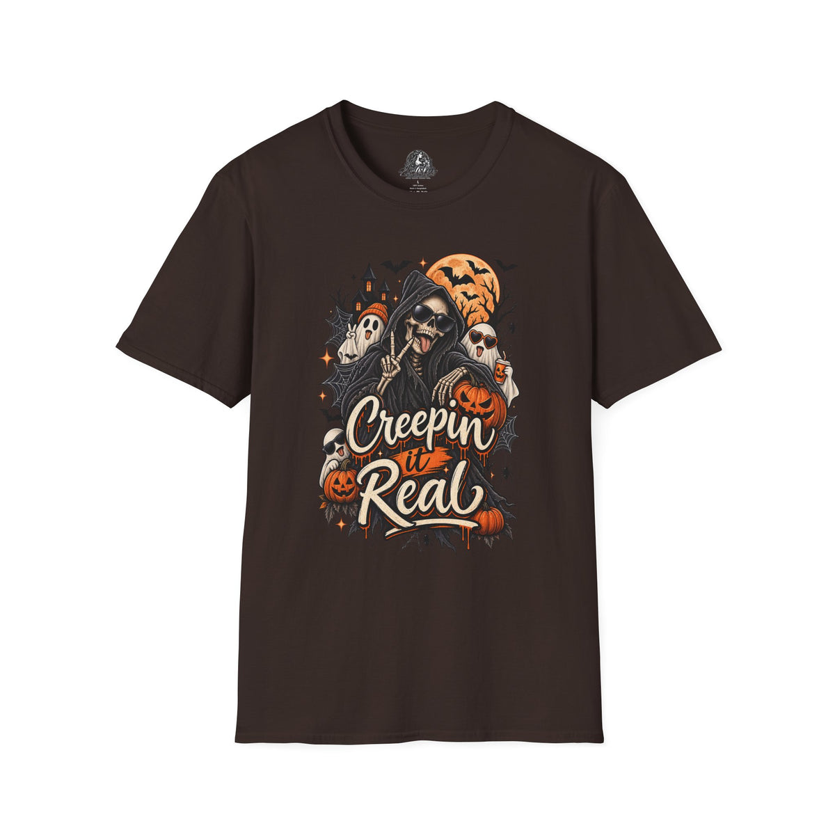 Creepin it Real Halloween | Glam Ghost Design | Unisex Softstyle T-Shirt