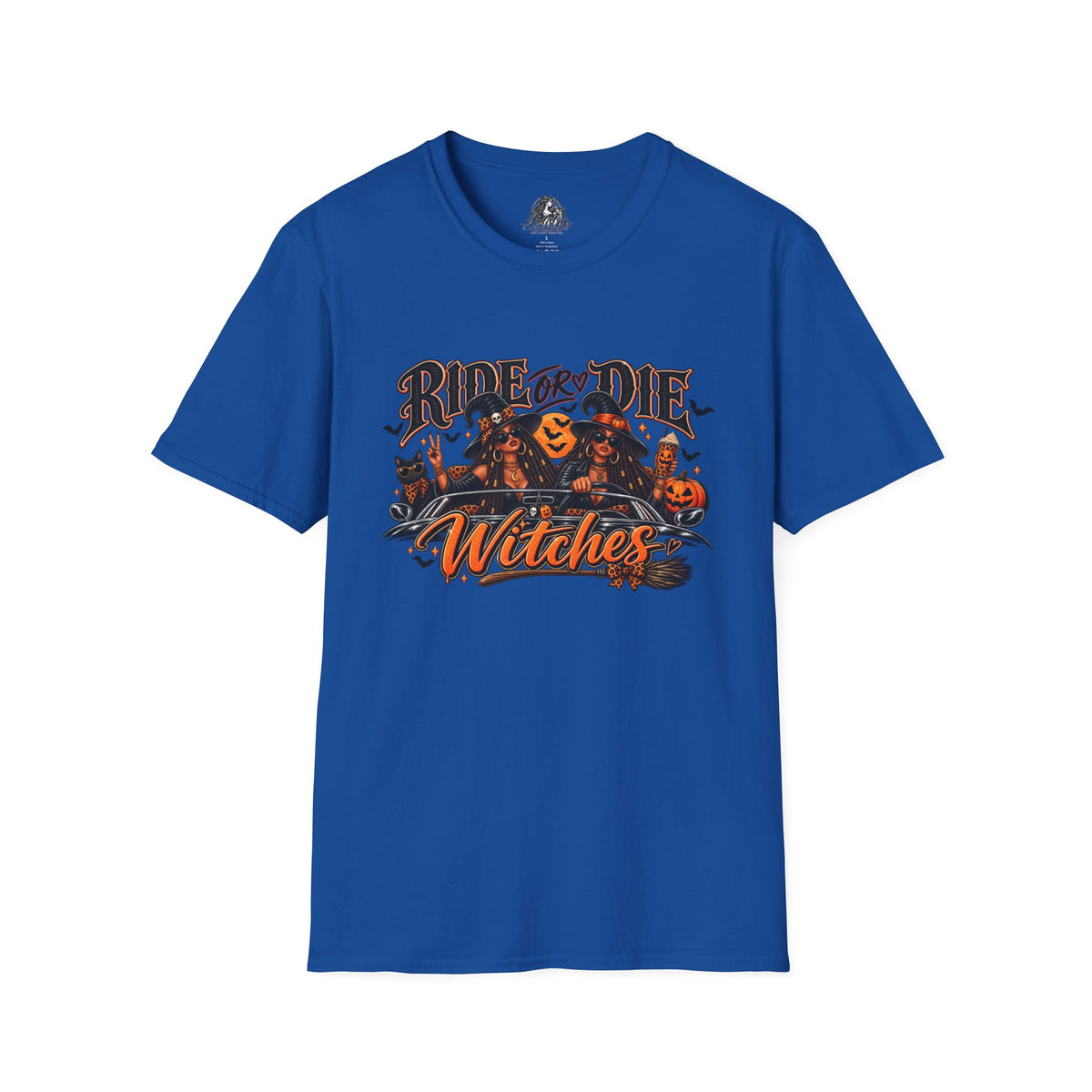 Ride or Die Witches Halloween | Glam Ghost Design | Unisex Softstyle T-Shirt
