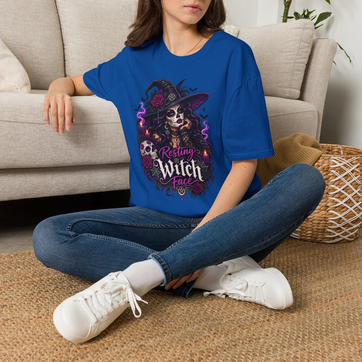 Resting Witch Face Halloween | Glam Ghost Design | Unisex Softstyle T-Shirt