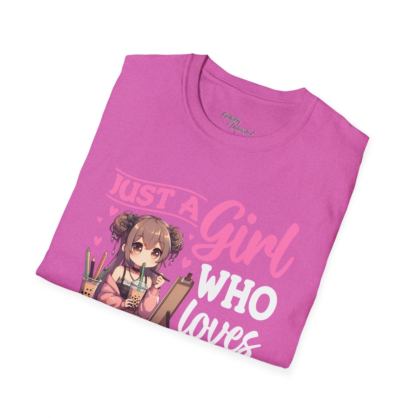 Girl Who Loves Anime White Unisex Softstyle T-Shirt