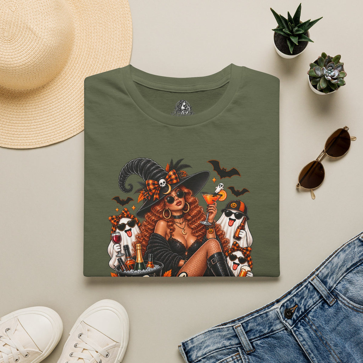Here for the Boos Halloween | Glam Ghost Design | Unisex Softstyle T-Shirt