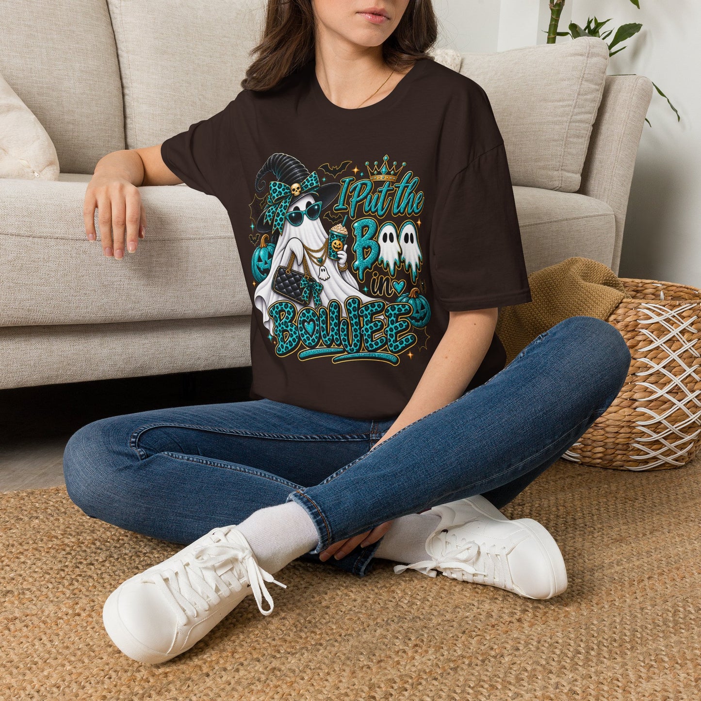 Boo in Boujee Halloween | Glam Ghost Design | Unisex Softstyle T-Shirt