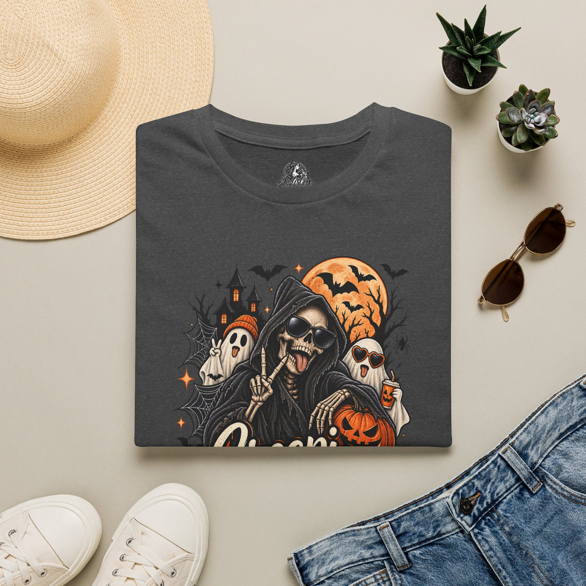 Creepin it Real Halloween | Glam Ghost Design | Unisex Softstyle T-Shirt