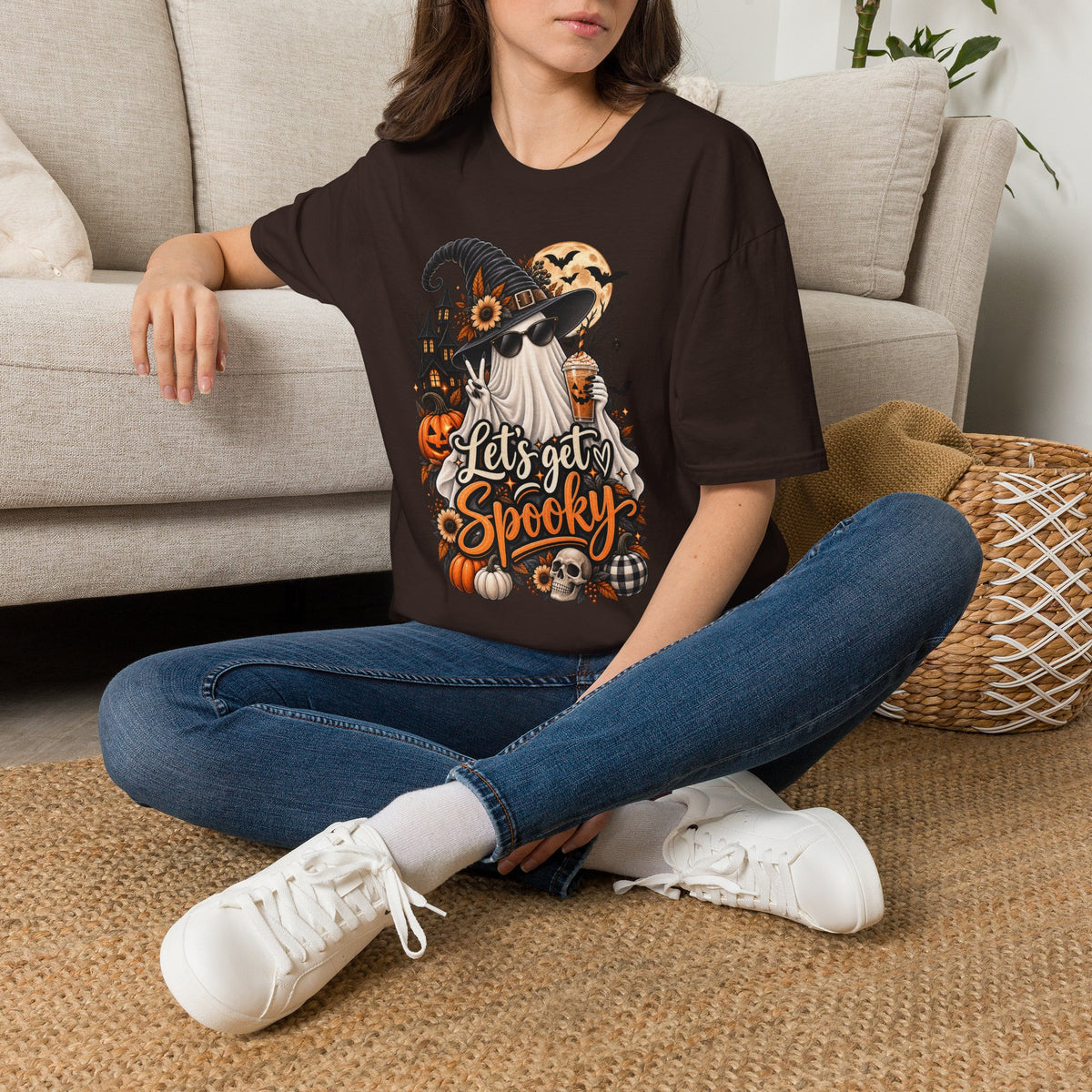 Let's Get Spooky Halloween | Glam Ghost Design | Unisex Softstyle T-Shirt