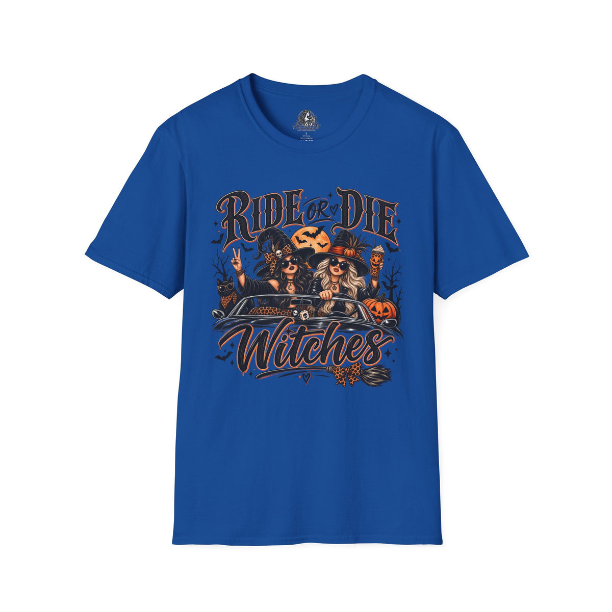 Ride or Die Witches Halloween | Glam Ghost Design | Unisex Softstyle T-Shirt