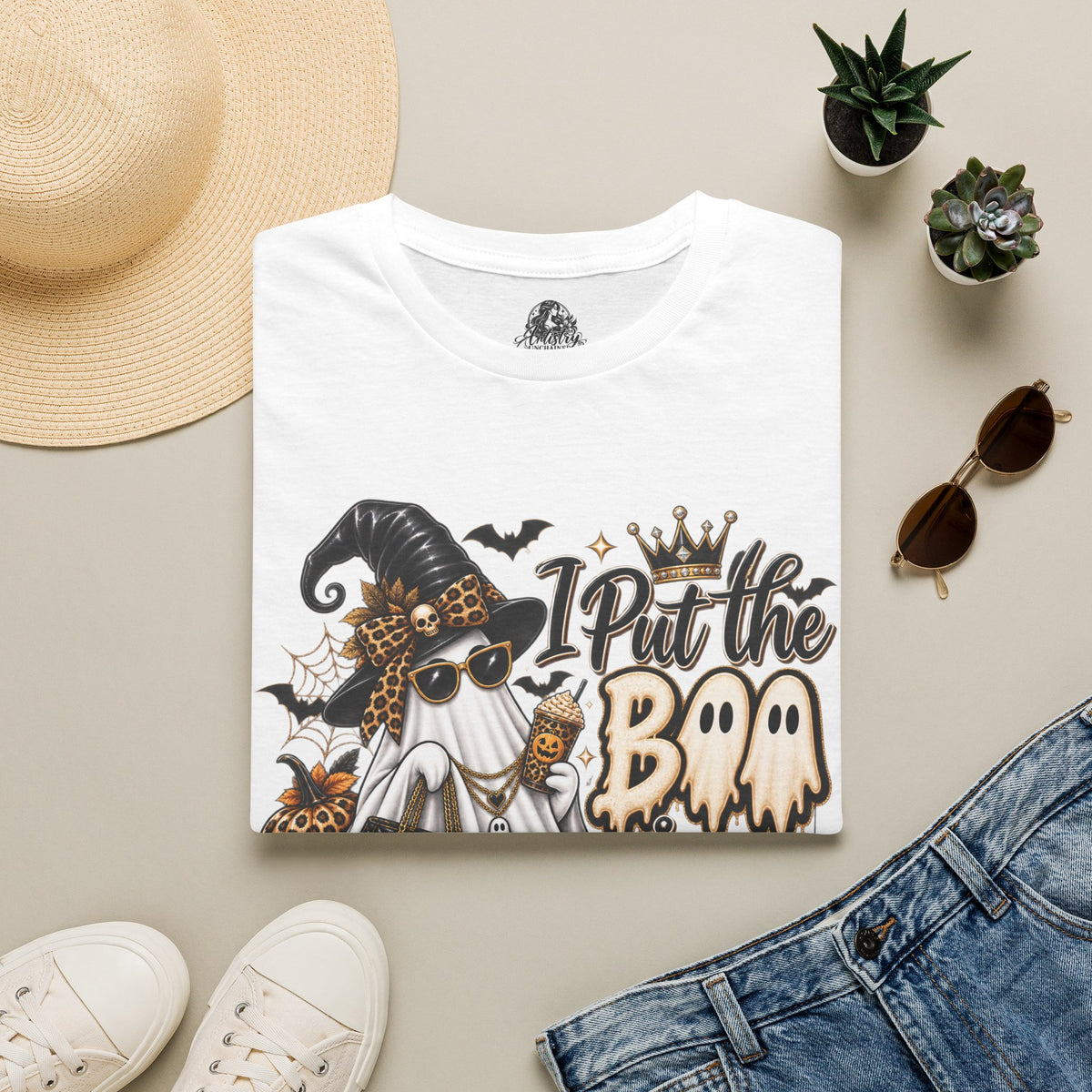 Boo in Boujee Halloween | Glam Ghost Design | Unisex Softstyle T-Shirt
