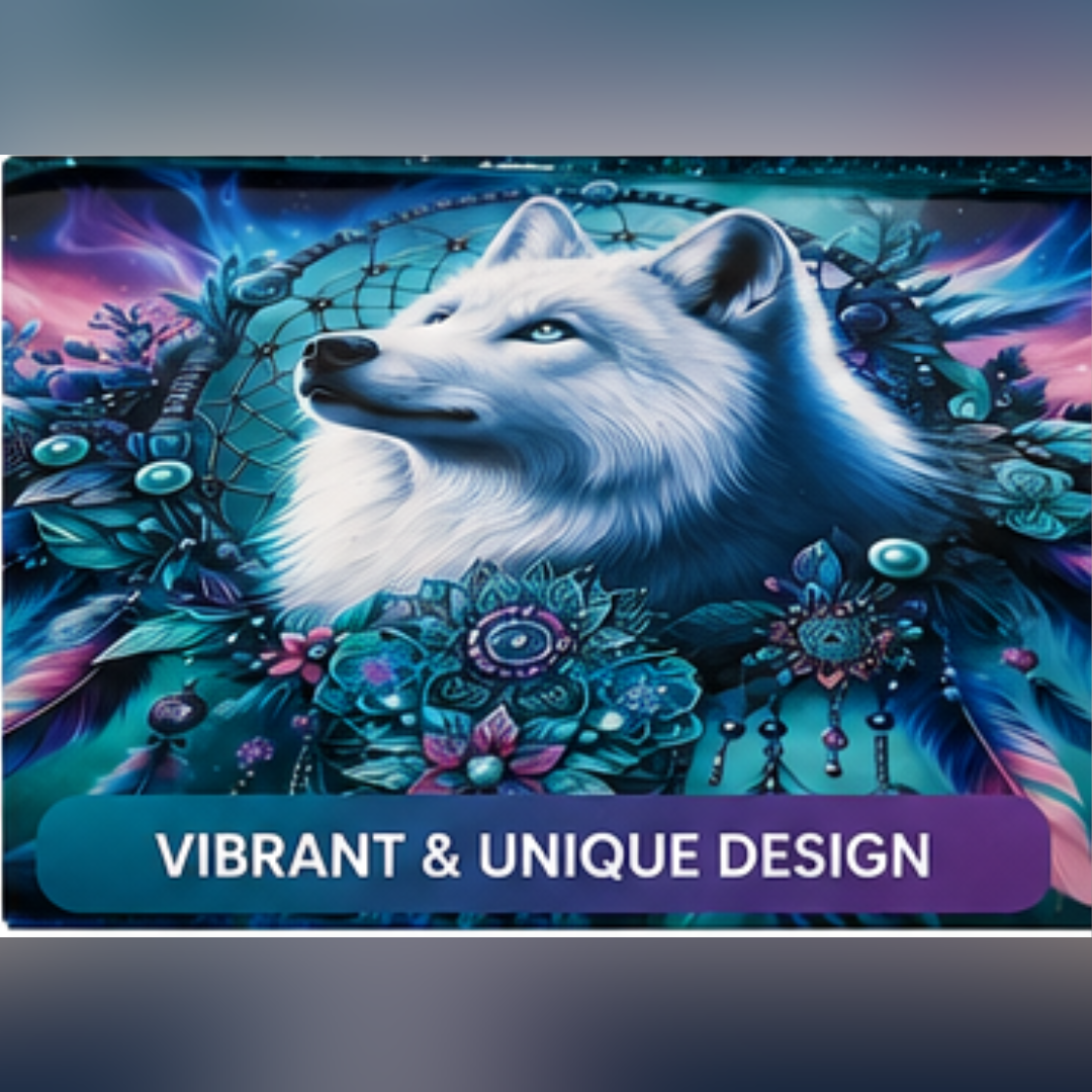 White Wolf Resin Tray | Handmade Dreamcatcher Catchall Tray | Boho Vanity Organizer | Mystical Home Décor | 10" x 6"