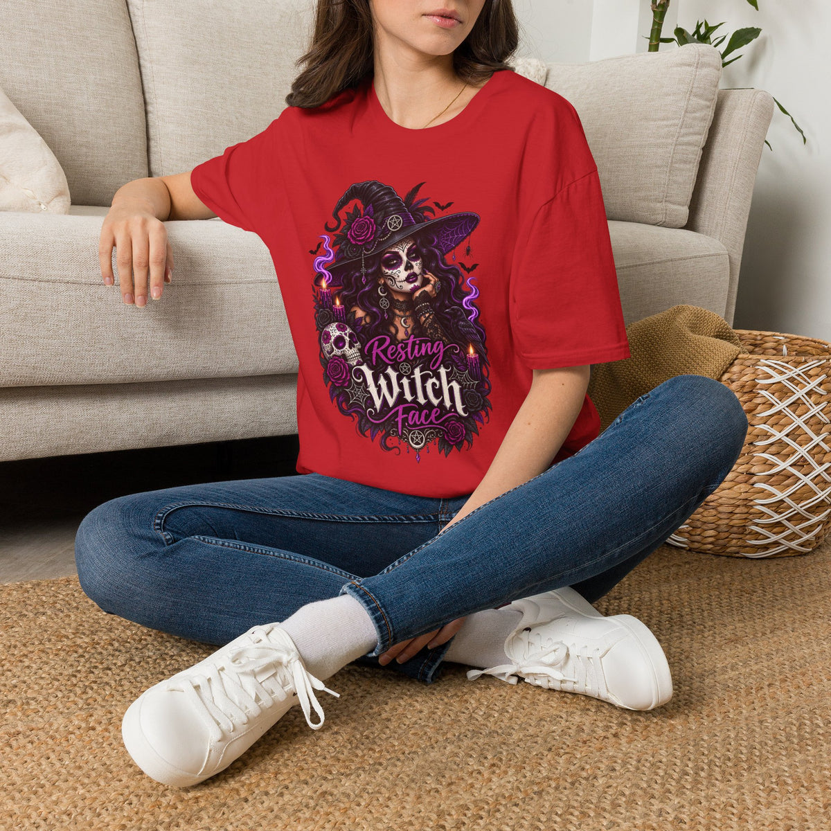 Resting Witch Face Halloween | Glam Ghost Design | Unisex Softstyle T-Shirt