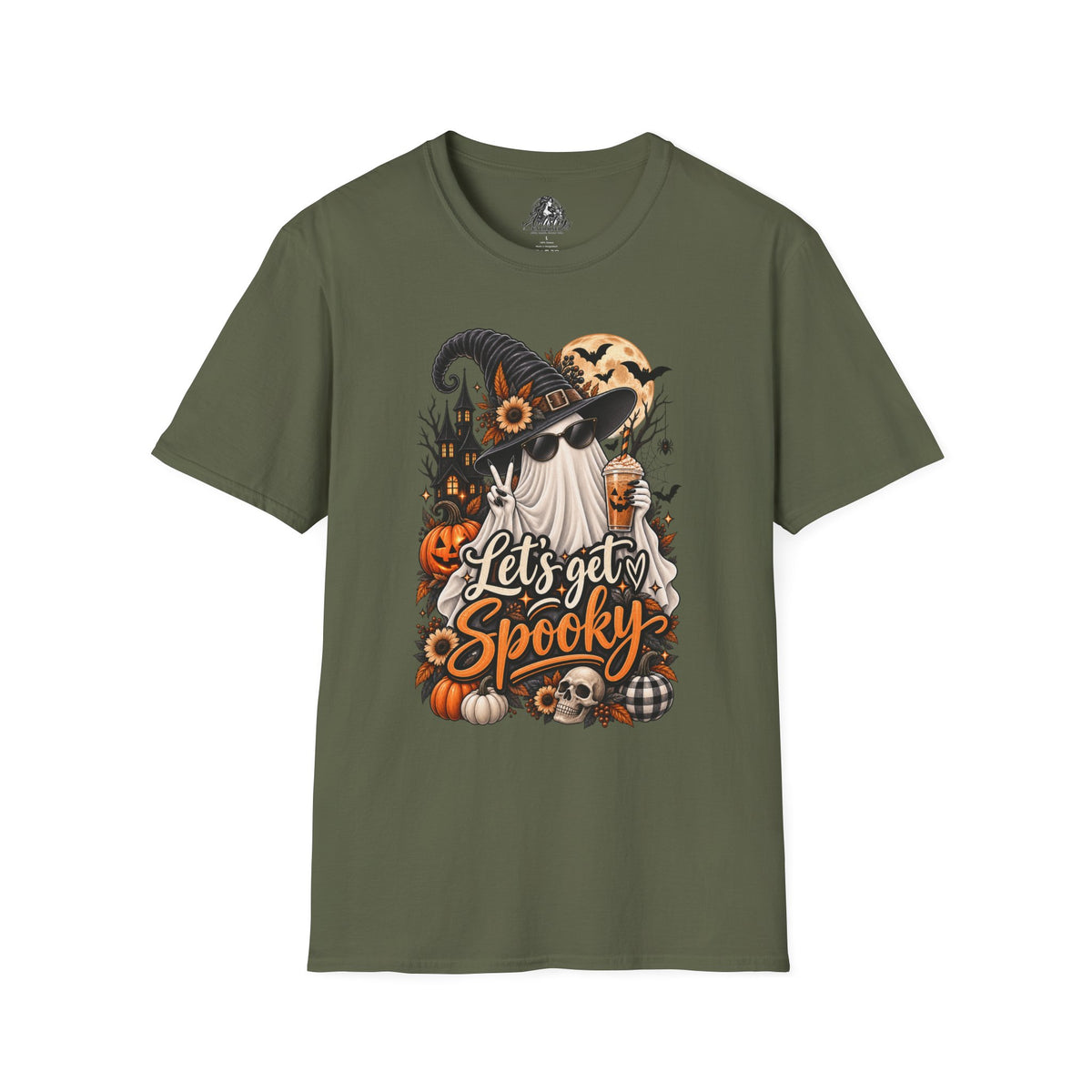 Let's Get Spooky Halloween | Glam Ghost Design | Unisex Softstyle T-Shirt