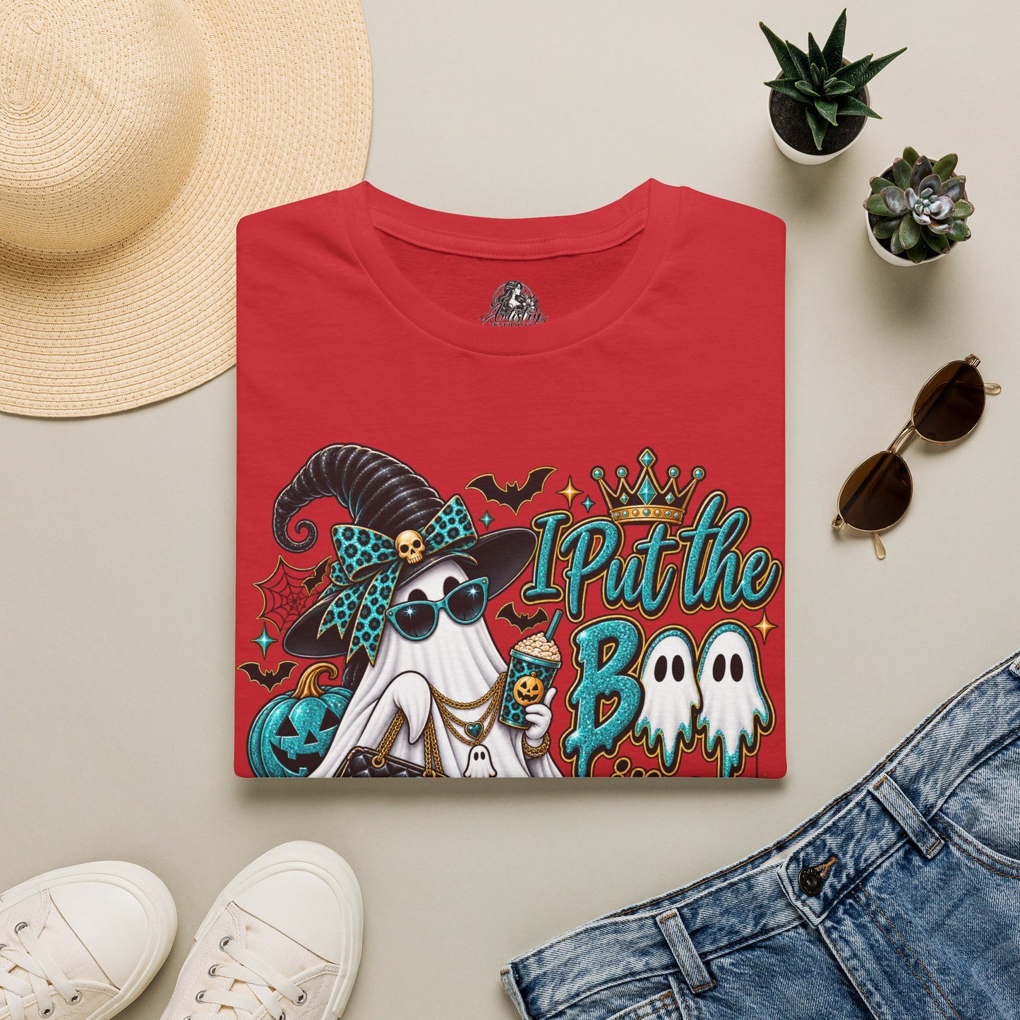 Boo in Boujee Halloween | Glam Ghost Design | Unisex Softstyle T-Shirt