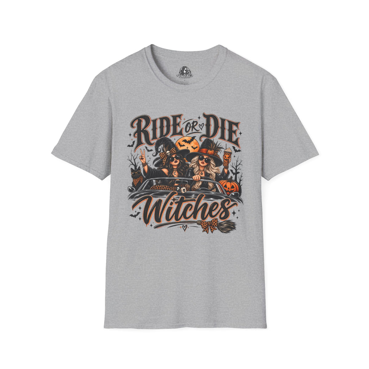 Ride or Die Witches Halloween | Glam Ghost Design | Unisex Softstyle T-Shirt