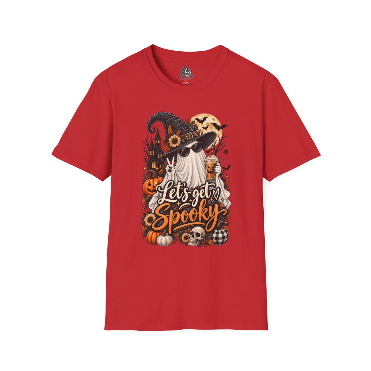 Let's Get Spooky Halloween | Glam Ghost Design | Unisex Softstyle T-Shirt