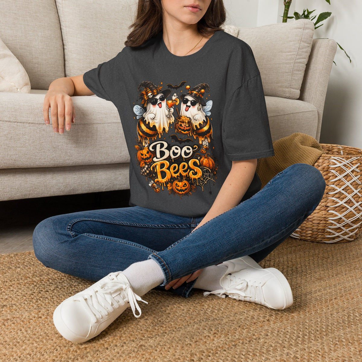 Boo Bees Halloween | Glam Ghost Design | Unisex Softstyle T-Shirt