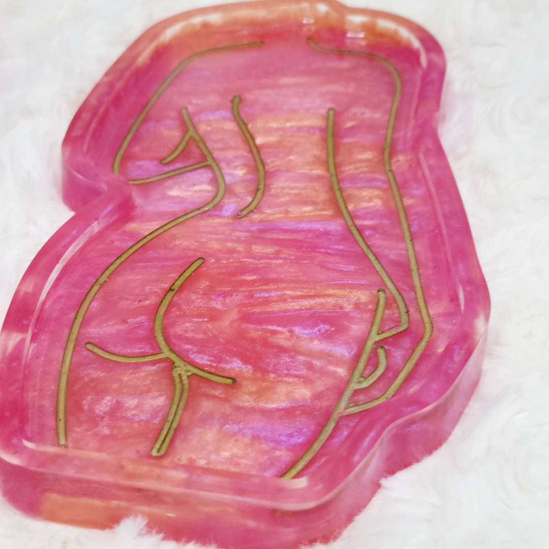 Abstract Female Orange Pink Gold Trinket Trays