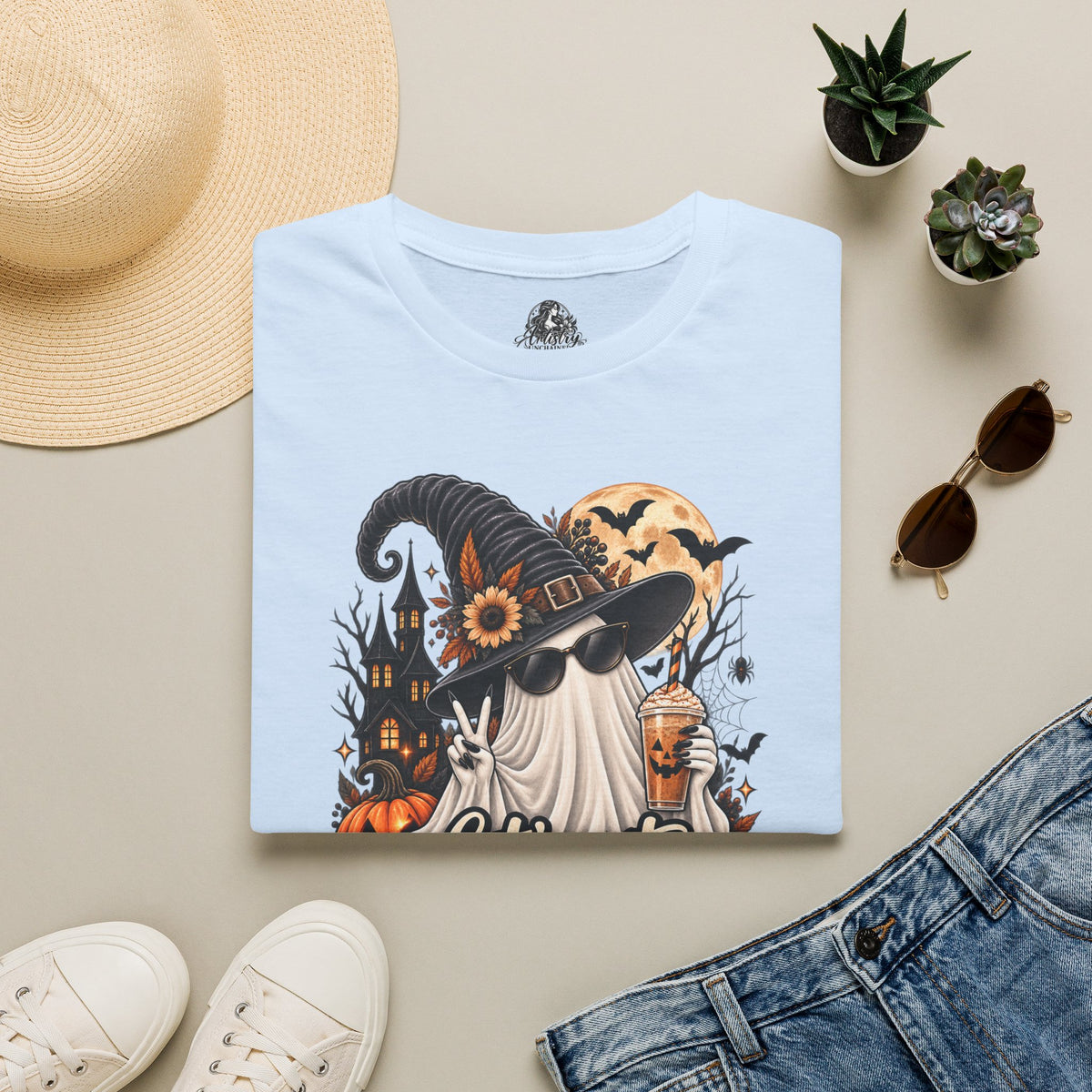 Let's Get Spooky Halloween | Glam Ghost Design | Unisex Softstyle T-Shirt