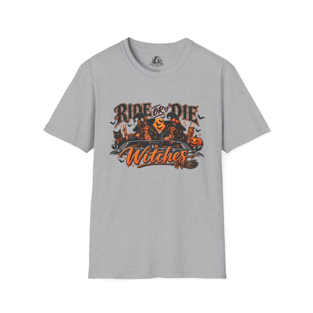 Ride or Die Witches Halloween | Glam Ghost Design | Unisex Softstyle T-Shirt