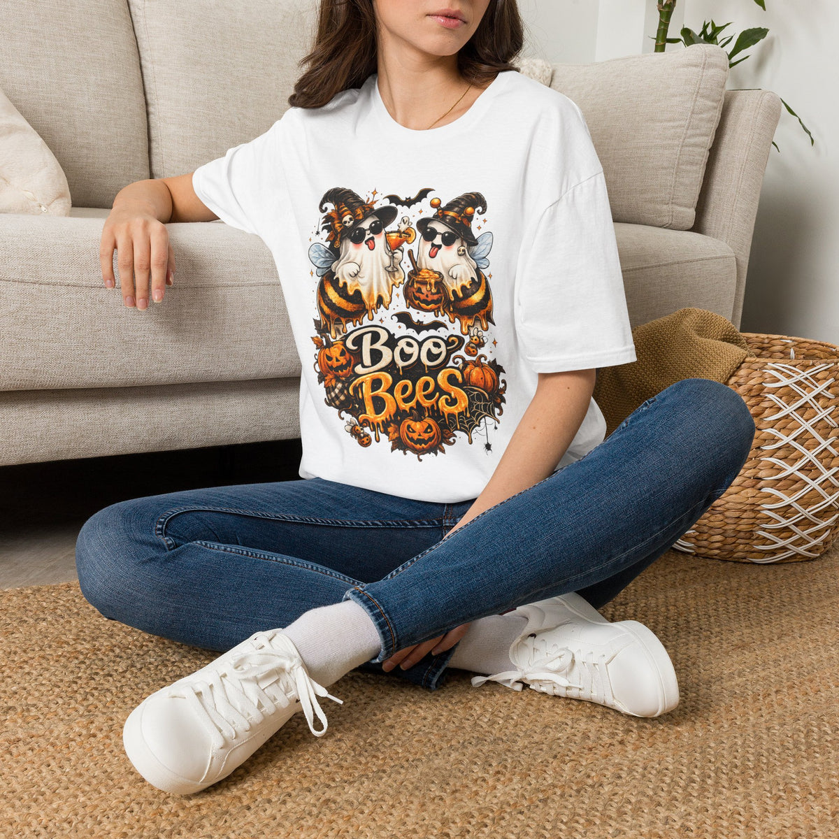 Boo Bees Halloween | Glam Ghost Design | Unisex Softstyle T-Shirt