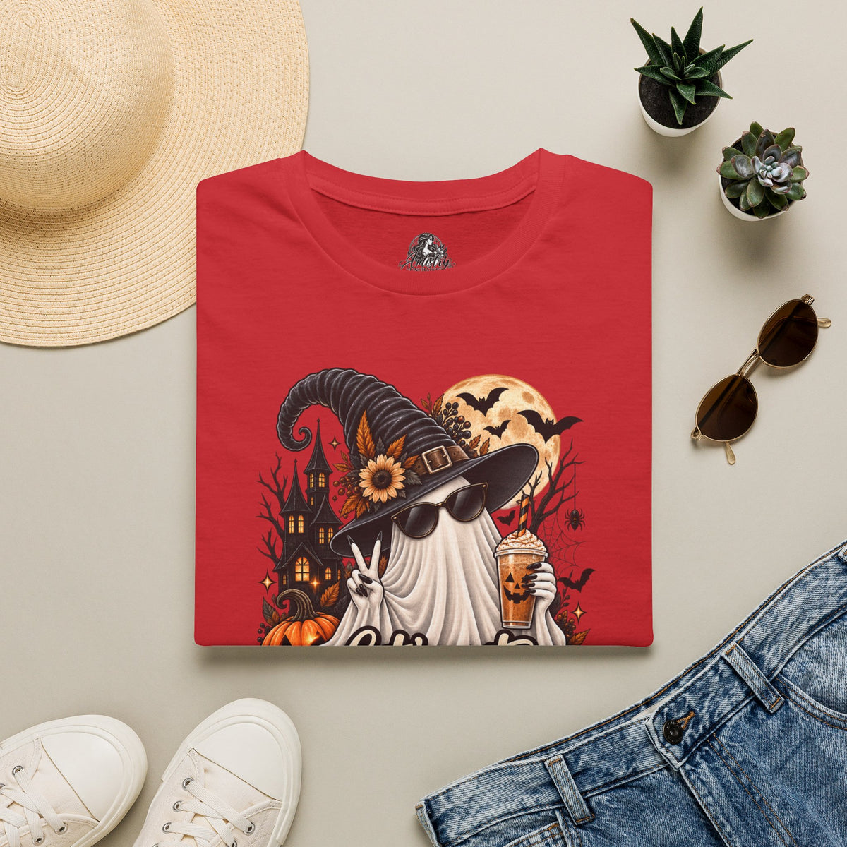 Let's Get Spooky Halloween | Glam Ghost Design | Unisex Softstyle T-Shirt
