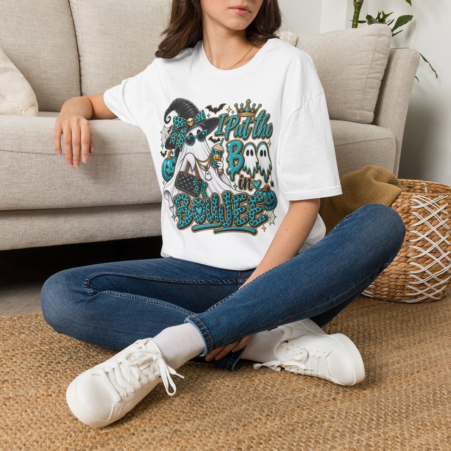 Boo in Boujee Halloween | Glam Ghost Design | Unisex Softstyle T-Shirt