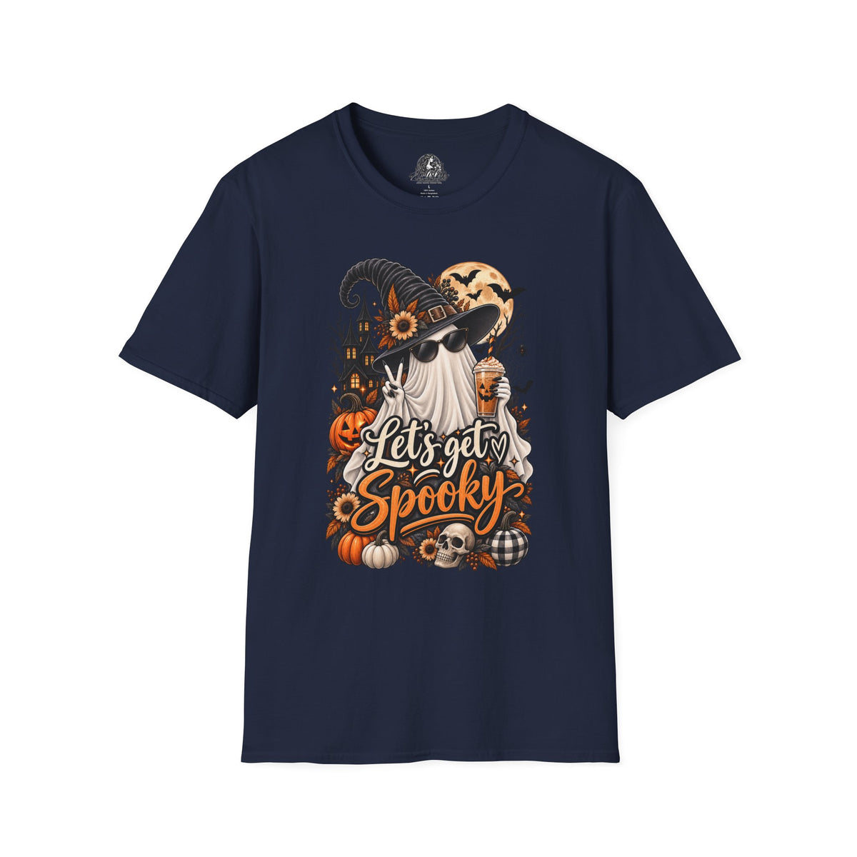 Let's Get Spooky Halloween | Glam Ghost Design | Unisex Softstyle T-Shirt
