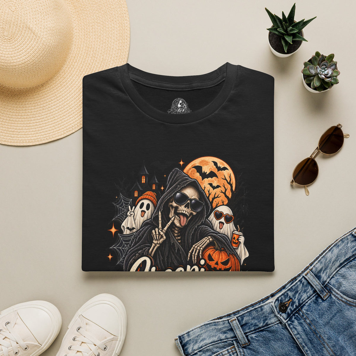 Creepin it Real Halloween | Glam Ghost Design | Unisex Softstyle T-Shirt