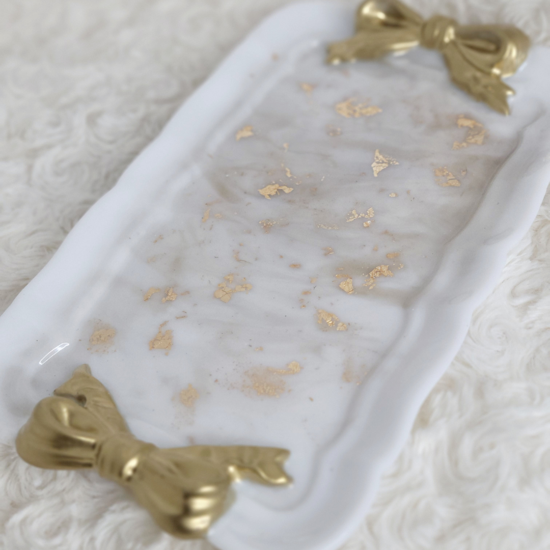 White and Gold Trinket Tray