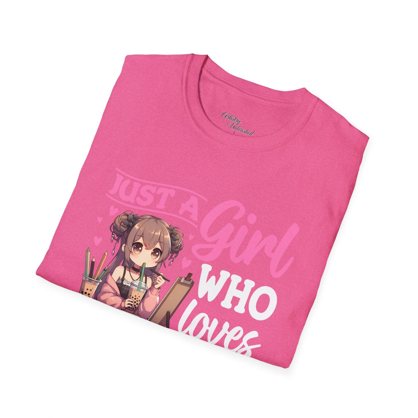 Girl Who Loves Anime White Unisex Softstyle T-Shirt