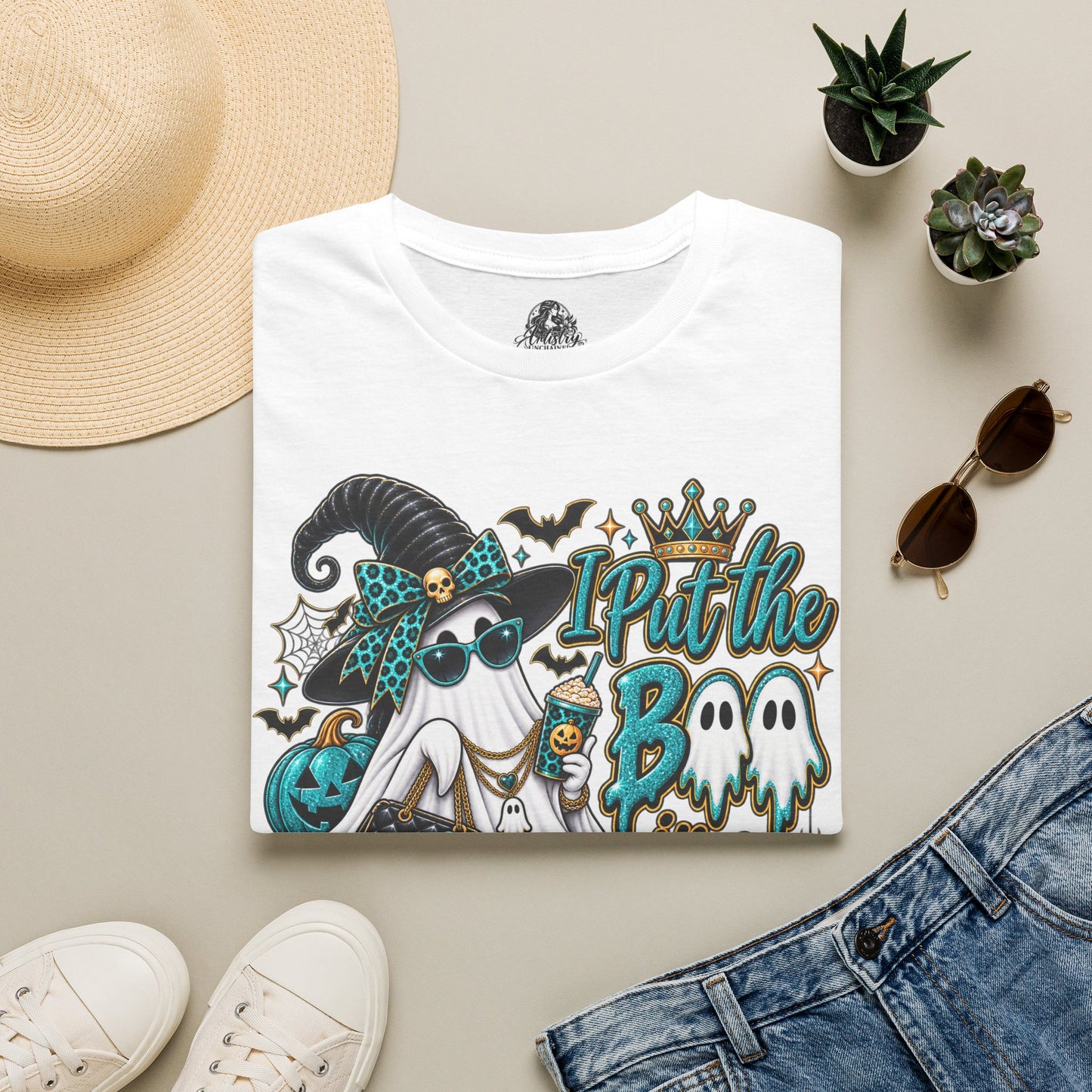 Boo in Boujee Halloween | Glam Ghost Design | Unisex Softstyle T-Shirt