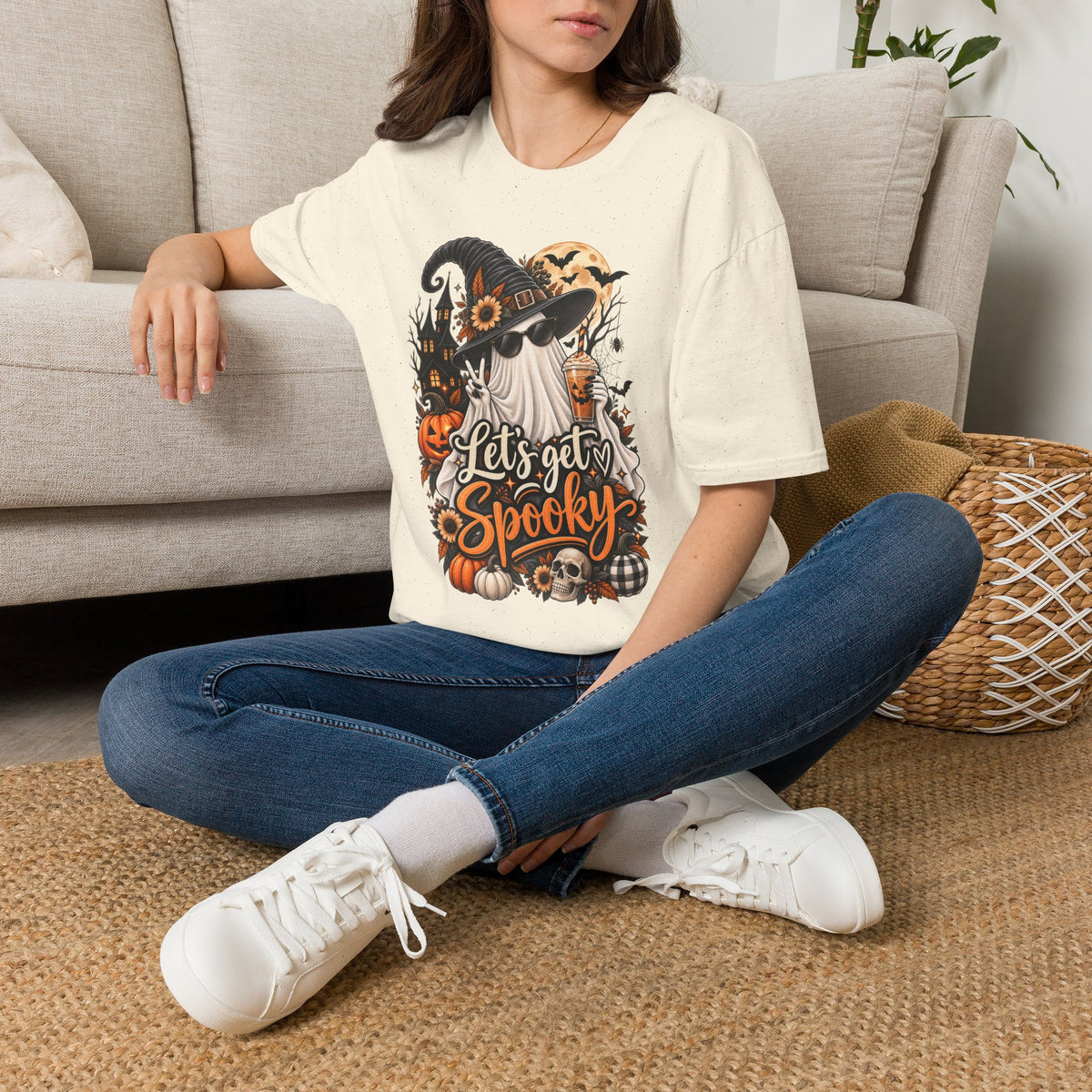 Let's Get Spooky Halloween | Glam Ghost Design | Unisex Softstyle T-Shirt
