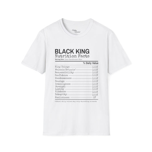 Black King Nutrition Facts Unisex Softstyle T-Shirt