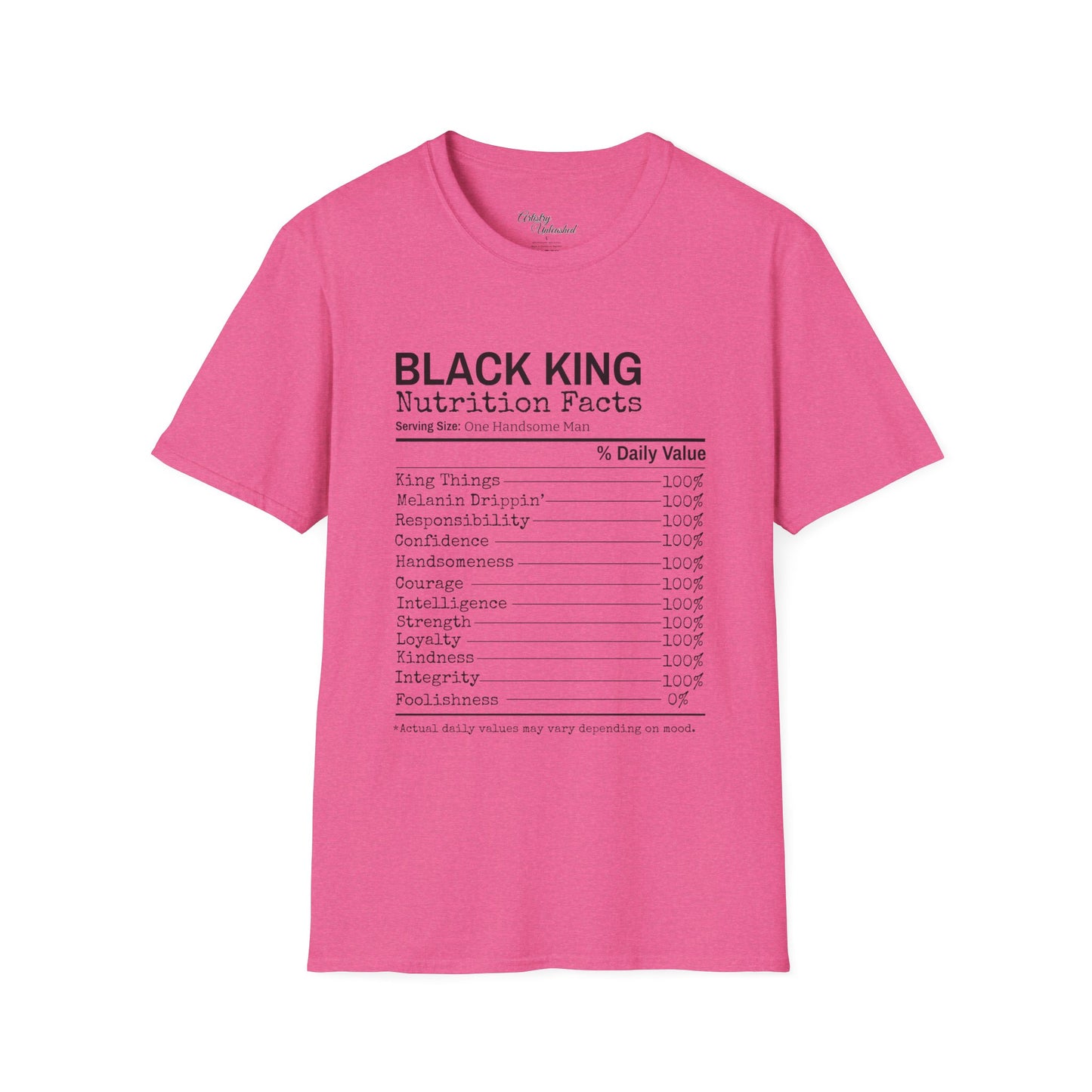 Black King Nutrition Facts Unisex Softstyle T-Shirt