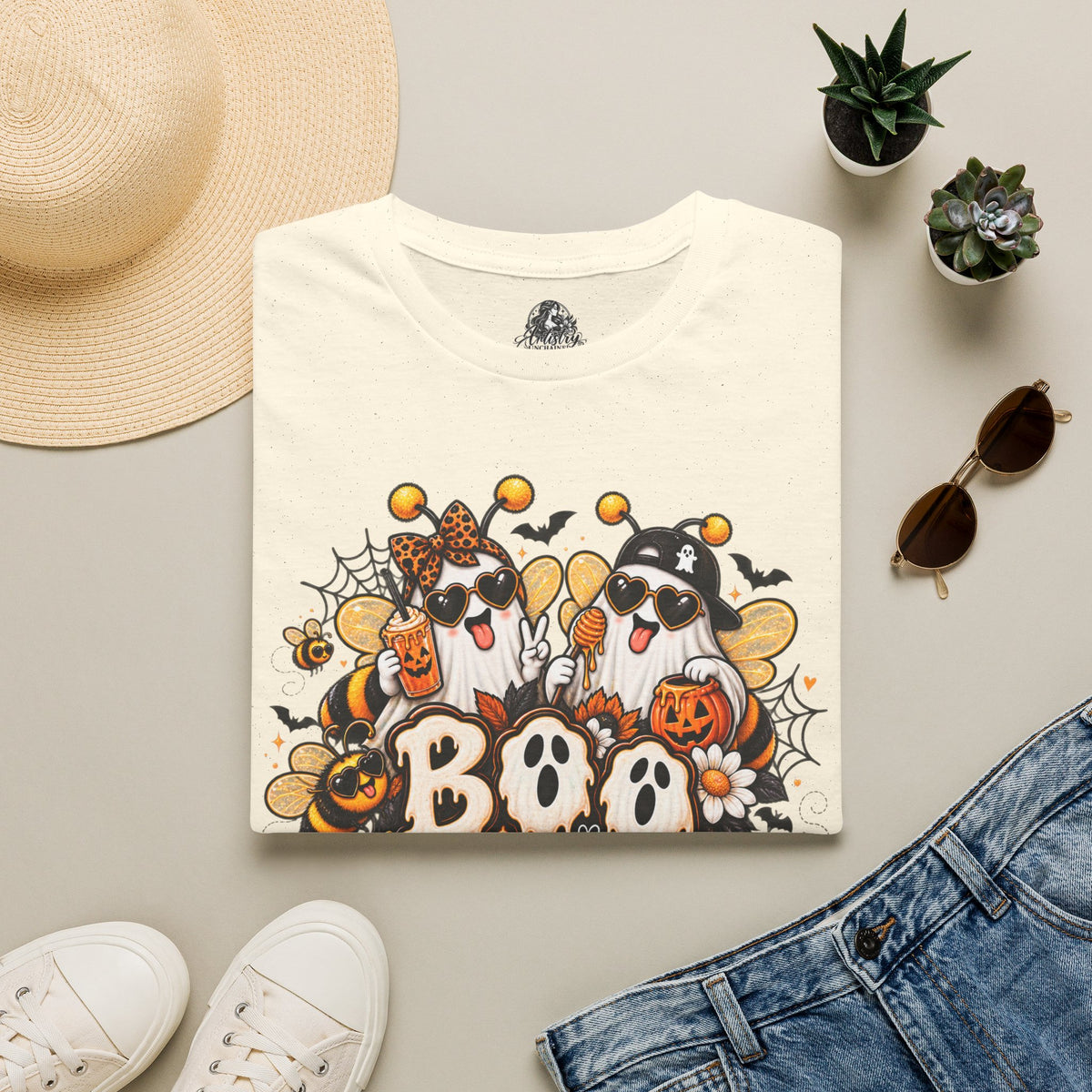 Boo Bees Halloween | Glam Ghost Design | Unisex Softstyle T-Shirt