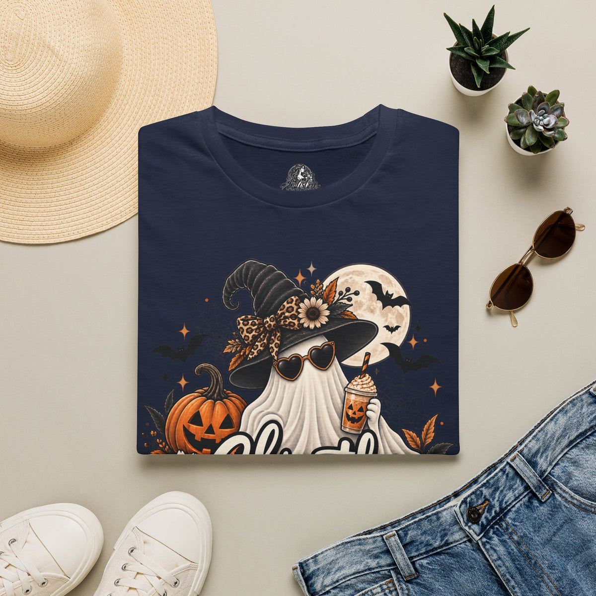 Ghostly Greetings Halloween | Glam Ghost Design | Unisex Softstyle T-Shirt