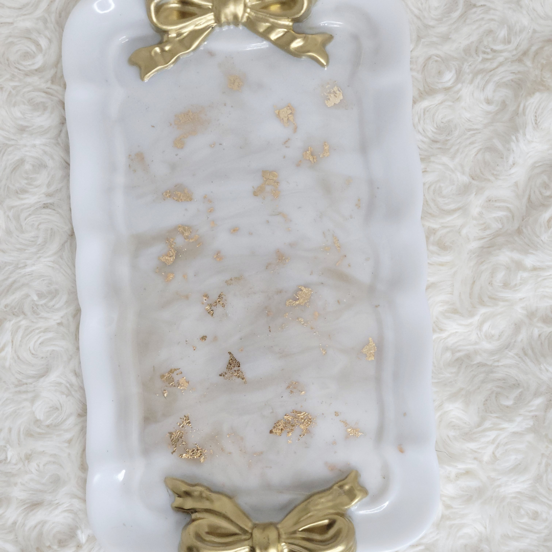 White and Gold Trinket Tray