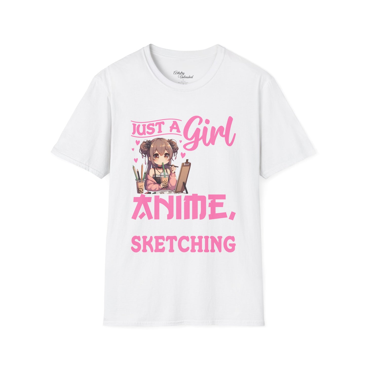 Girl Who Loves Anime White Unisex Softstyle T-Shirt