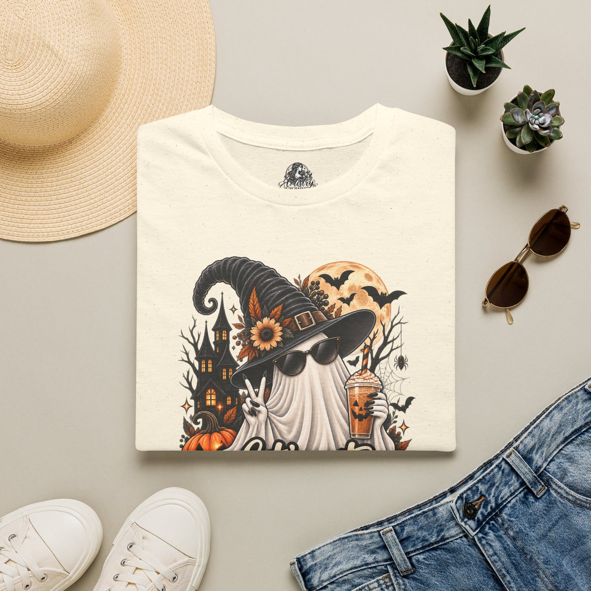 Let's Get Spooky Halloween | Glam Ghost Design | Unisex Softstyle T-Shirt