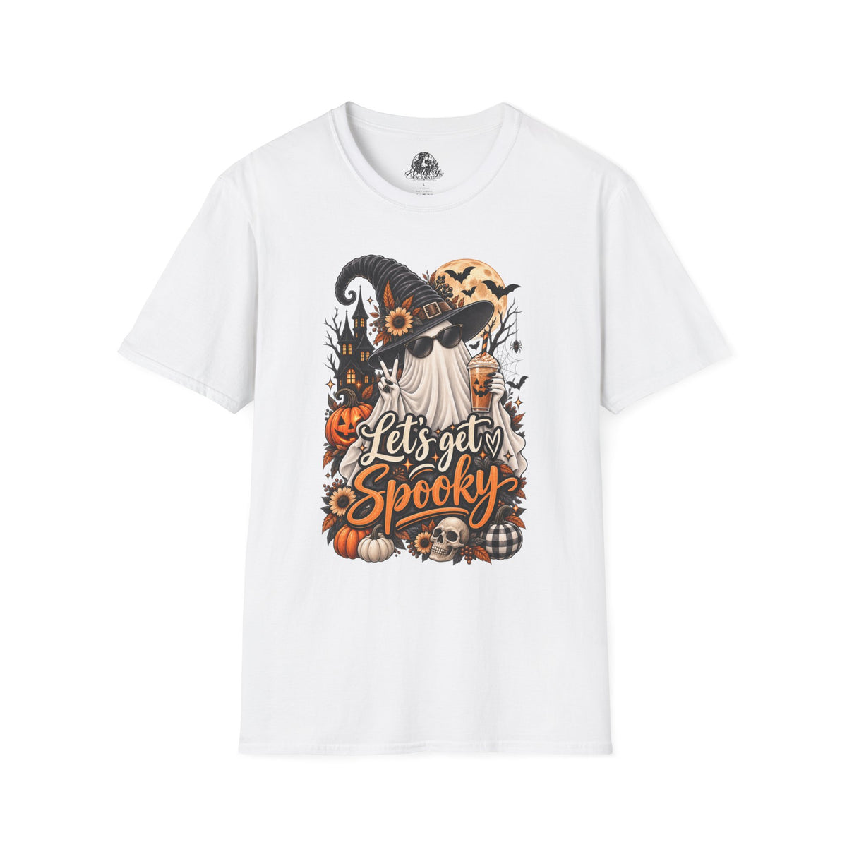 Let's Get Spooky Halloween | Glam Ghost Design | Unisex Softstyle T-Shirt