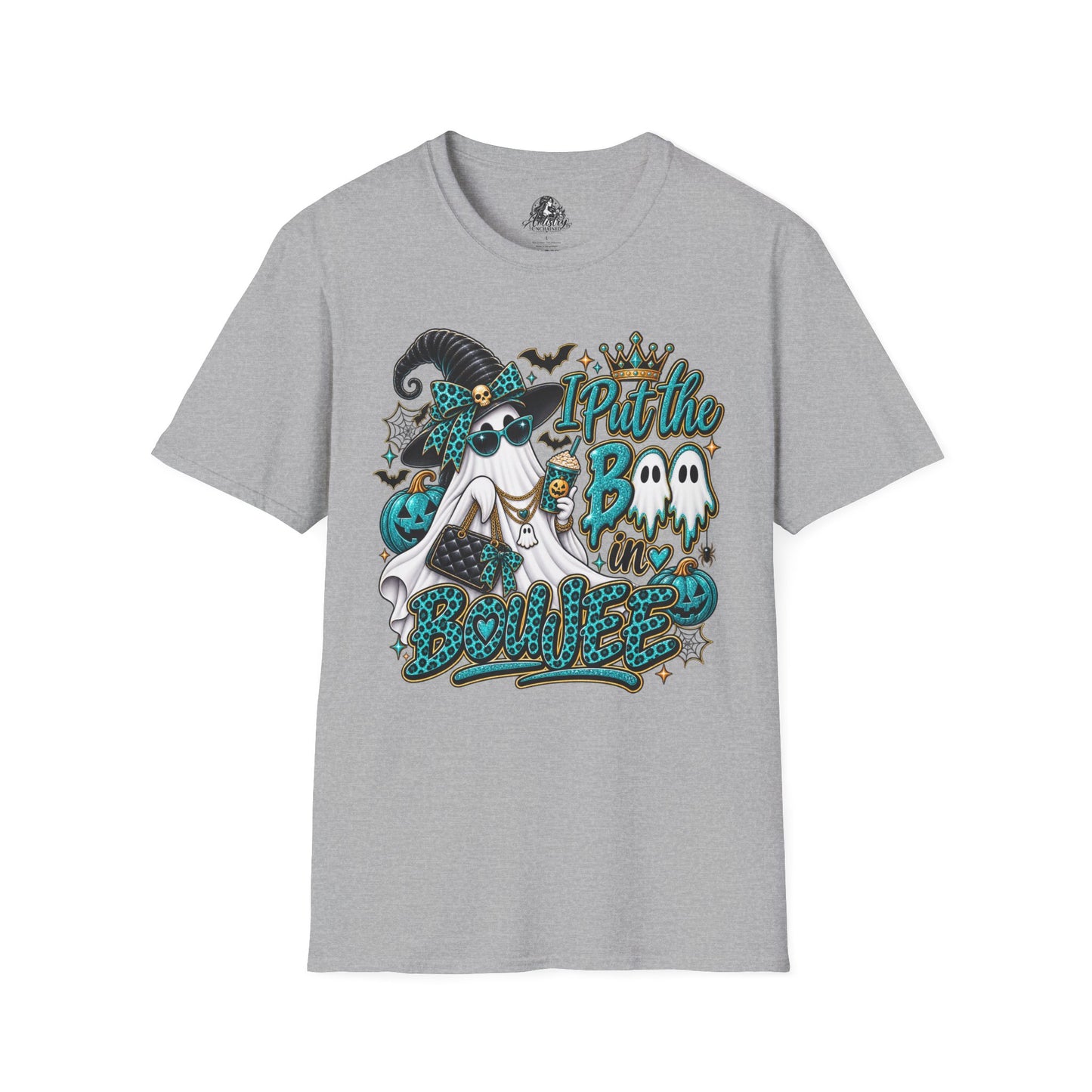 Boo in Boujee Halloween | Glam Ghost Design | Unisex Softstyle T-Shirt