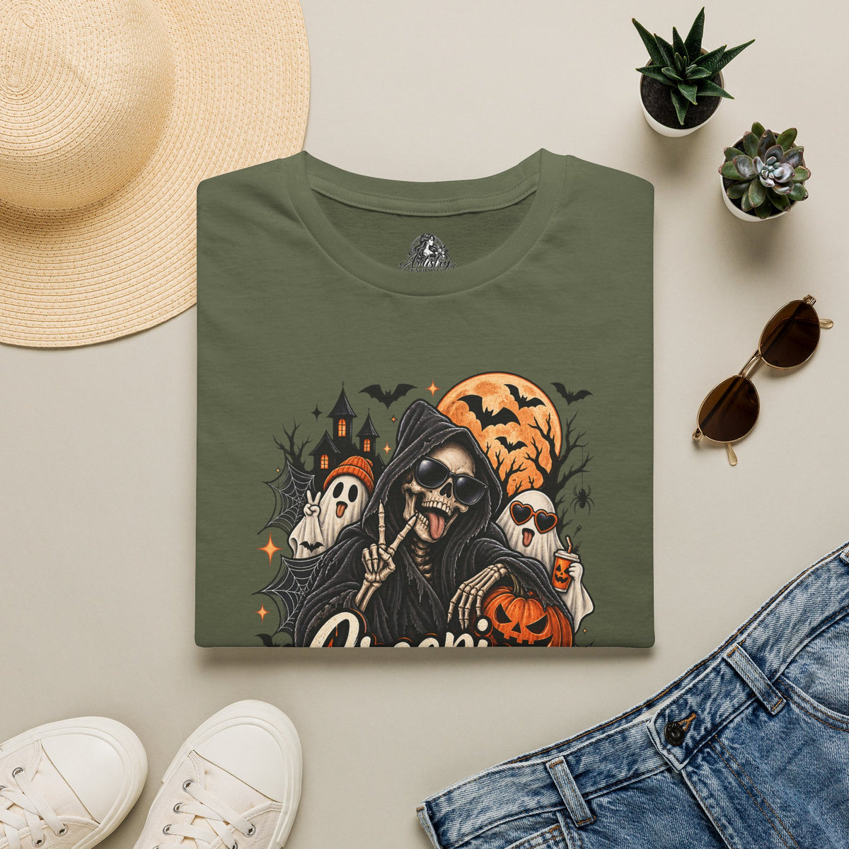Creepin it Real Halloween | Glam Ghost Design | Unisex Softstyle T-Shirt
