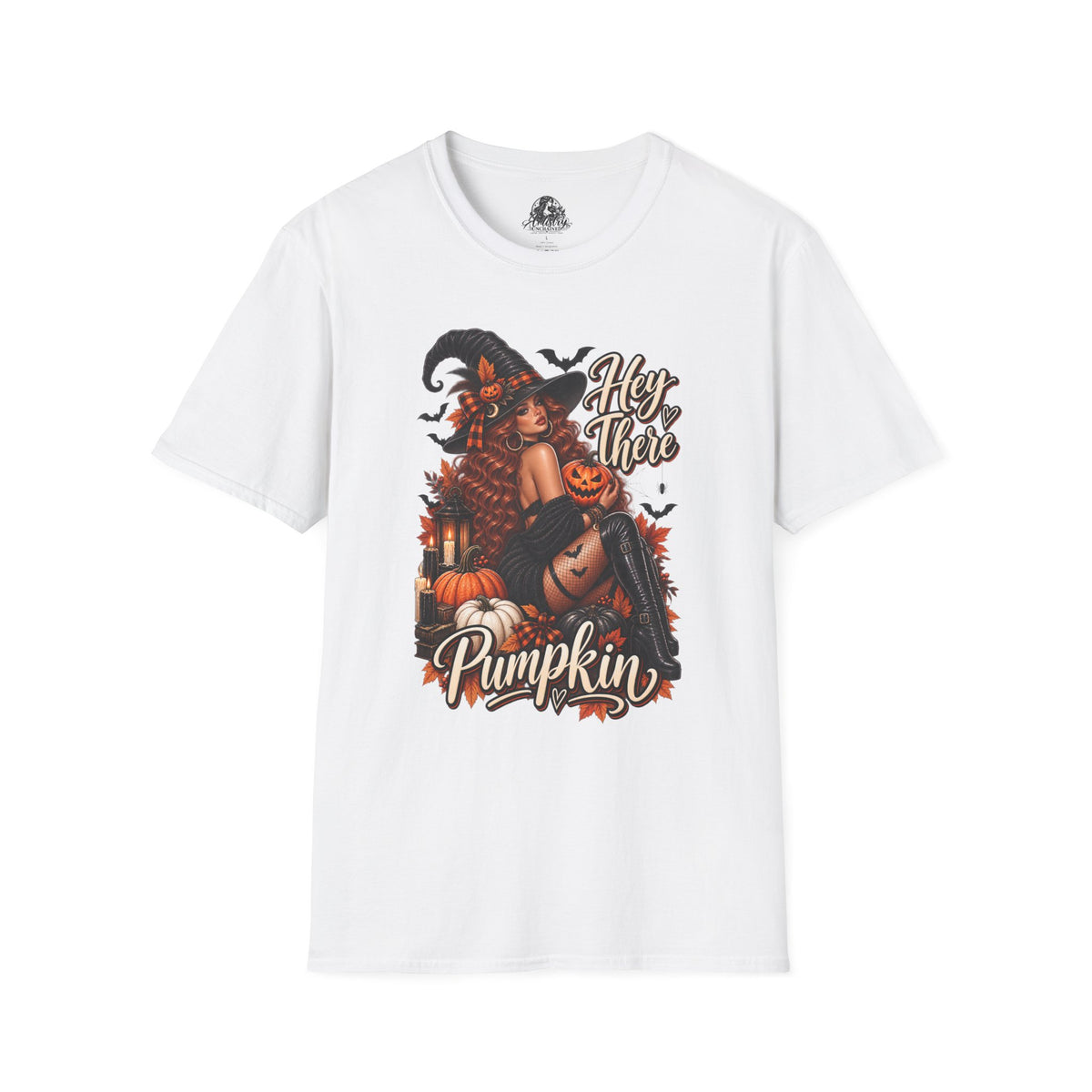 Hey There Pumpkin Halloween | Glam Ghost Design | Unisex Softstyle T-Shirt